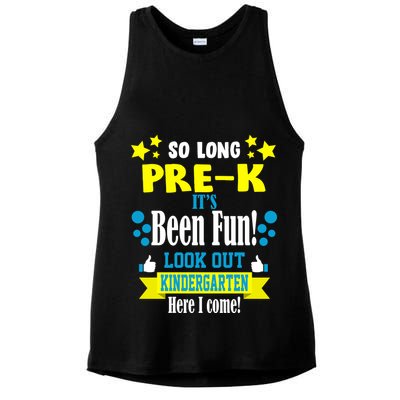 So Long Pre-K It's Been Fun Here I Come Kindergarten Ladies PosiCharge Tri-Blend Wicking Tank