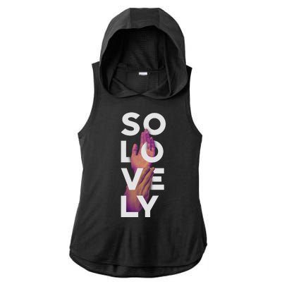 So Lovely Hand Ladies PosiCharge Tri-Blend Wicking Draft Hoodie Tank