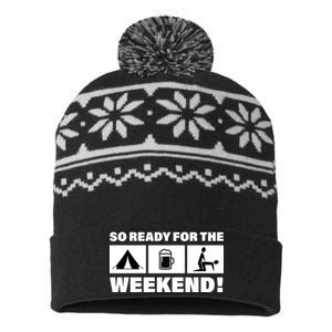 So Ready For The Weekend Camping Beer USA-Made Snowflake Beanie