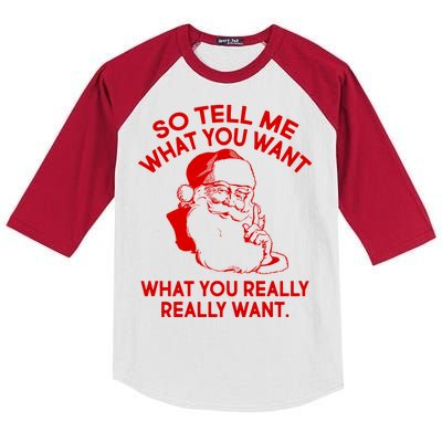 So Tell Me What You Really Want Santa Claus Kids Colorblock Raglan Jersey