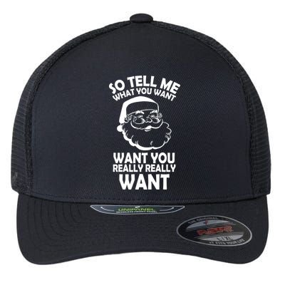So Tell Me What You Want Funny Santa` Flexfit Unipanel Trucker Cap