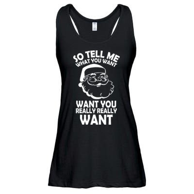 So Tell Me What You Want Funny Santa` Ladies Essential Flowy Tank