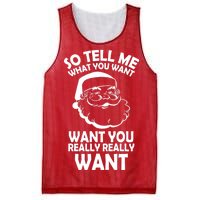 So Tell Me What You Want Funny Santa` Mesh Reversible Basketball Jersey Tank