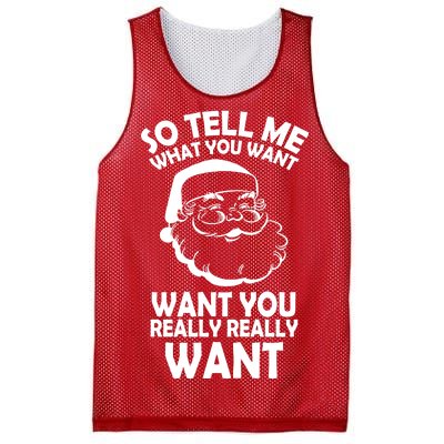 So Tell Me What You Want Funny Santa` Mesh Reversible Basketball Jersey Tank