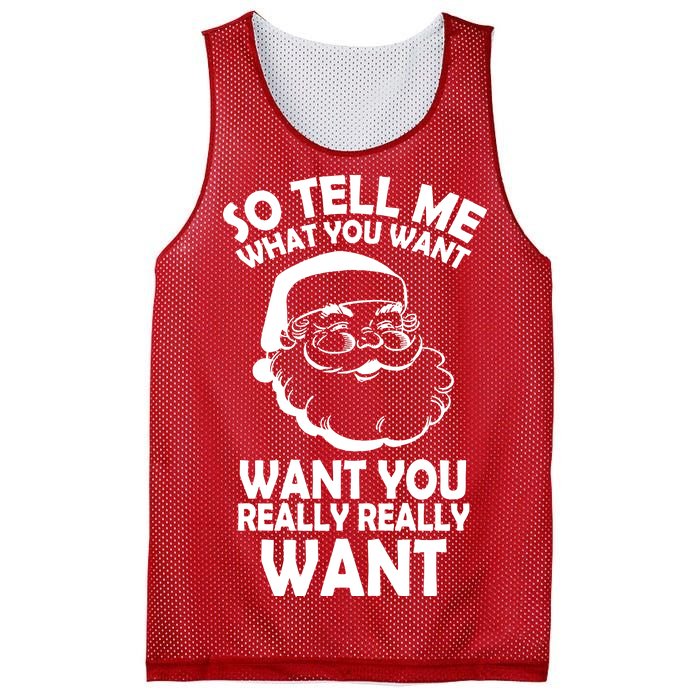 So Tell Me What You Want Funny Santa` Mesh Reversible Basketball Jersey Tank