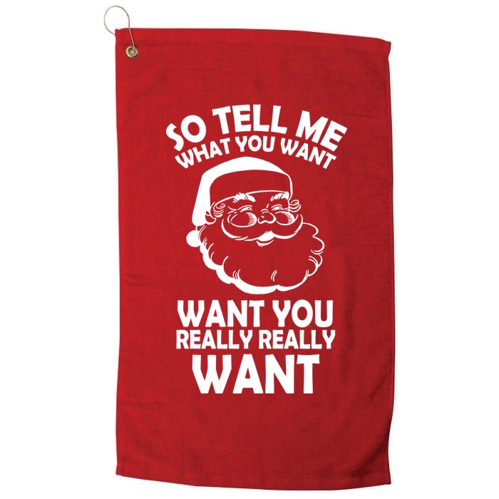 So Tell Me What You Want Funny Santa` Golf Towel