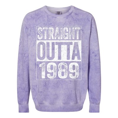 Straight Outta 1989  34th Birthday  Colorblast Crewneck Sweatshirt