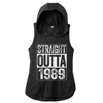 Straight Outta 1989  34th Birthday  Ladies PosiCharge Tri-Blend Wicking Draft Hoodie Tank