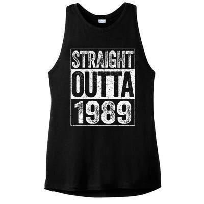 Straight Outta 1989  34th Birthday  Ladies PosiCharge Tri-Blend Wicking Tank