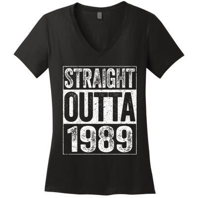 Straight Outta 1989  34th Birthday  Women's V-Neck T-Shirt