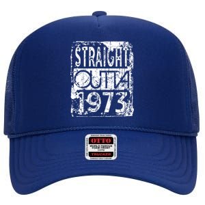 Straight Outta 1973 Funny Birthday High Crown Mesh Back Trucker Hat