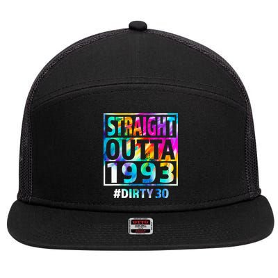 Straight Outta 1993 Dirty Thirty Funny 30th Birthday Gift 7 Panel Mesh Trucker Snapback Hat
