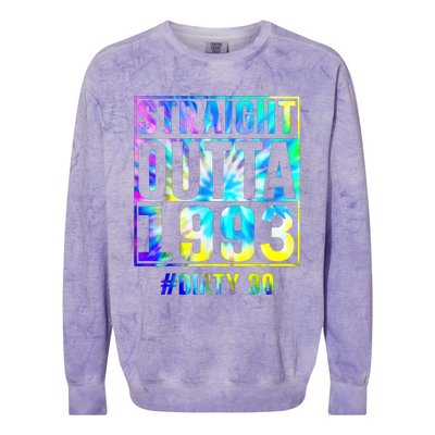 Straight Outta 1993 Dirty Thirty Funny 30th Birthday Gift Colorblast Crewneck Sweatshirt