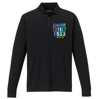 Straight Outta 1993 Dirty Thirty Funny 30th Birthday Gift Performance Long Sleeve Polo