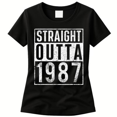 Straight Outta 1987 Year Of Birth Birthday Womens T-Shirt