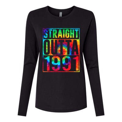 Straight Outta 1991 Dirty Thirty Funny 32nd Birthday Gift Womens Cotton Relaxed Long Sleeve T-Shirt