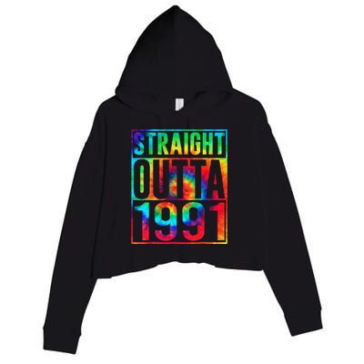 Straight Outta 1991 Dirty Thirty Funny 32nd Birthday Gift Crop Fleece Hoodie