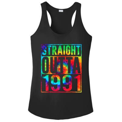 Straight Outta 1991 Dirty Thirty Funny 32nd Birthday Gift Ladies PosiCharge Competitor Racerback Tank