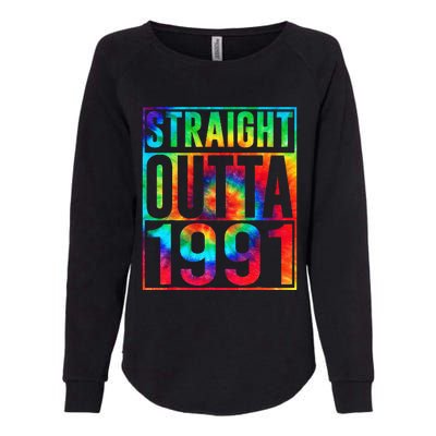 Straight Outta 1991 Dirty Thirty Funny 32nd Birthday Gift Womens California Wash Sweatshirt