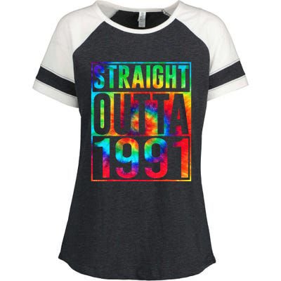 Straight Outta 1991 Dirty Thirty Funny 32nd Birthday Gift Enza Ladies Jersey Colorblock Tee