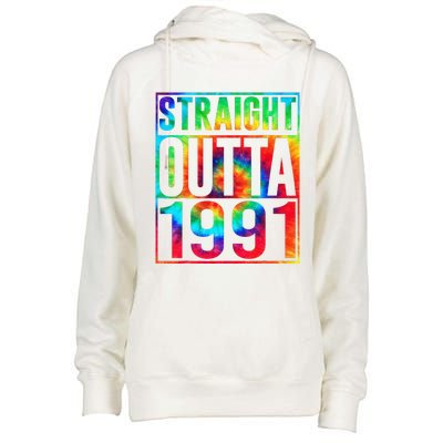 Straight Outta 1991 Dirty Thirty Funny 32nd Birthday Gift Womens Funnel Neck Pullover Hood