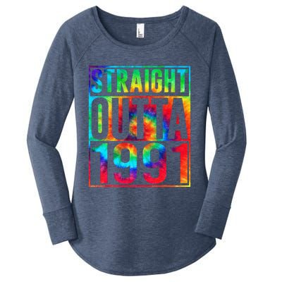 Straight Outta 1991 Dirty Thirty Funny 32nd Birthday Gift Women's Perfect Tri Tunic Long Sleeve Shirt