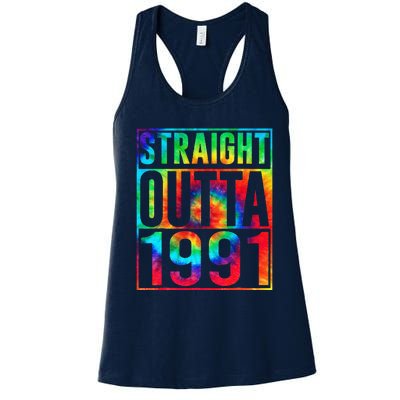 Straight Outta 1991 Dirty Thirty Funny 32nd Birthday Gift Women's Racerback Tank