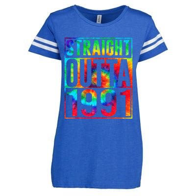 Straight Outta 1991 Dirty Thirty Funny 32nd Birthday Gift Enza Ladies Jersey Football T-Shirt