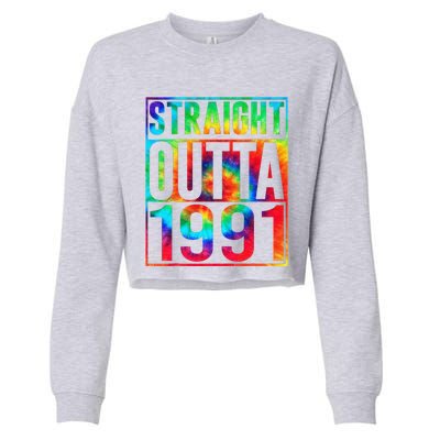 Straight Outta 1991 Dirty Thirty Funny 32nd Birthday Gift Cropped Pullover Crew