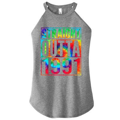 Straight Outta 1991 Dirty Thirty Funny 32nd Birthday Gift Women's Perfect Tri Rocker Tank