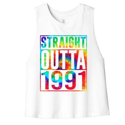 Straight Outta 1991 Dirty Thirty Funny 32nd Birthday Gift Women's Racerback Cropped Tank