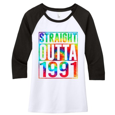 Straight Outta 1991 Dirty Thirty Funny 32nd Birthday Gift Women's Tri-Blend 3/4-Sleeve Raglan Shirt