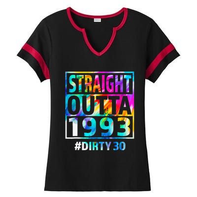 Straight Outta 1993 Dirty Thirty 30th Birthday Gift Ladies Halftime Notch Neck Tee