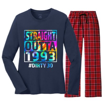 Straight Outta 1993 Dirty Thirty 30th Birthday Gift Women's Long Sleeve Flannel Pajama Set 