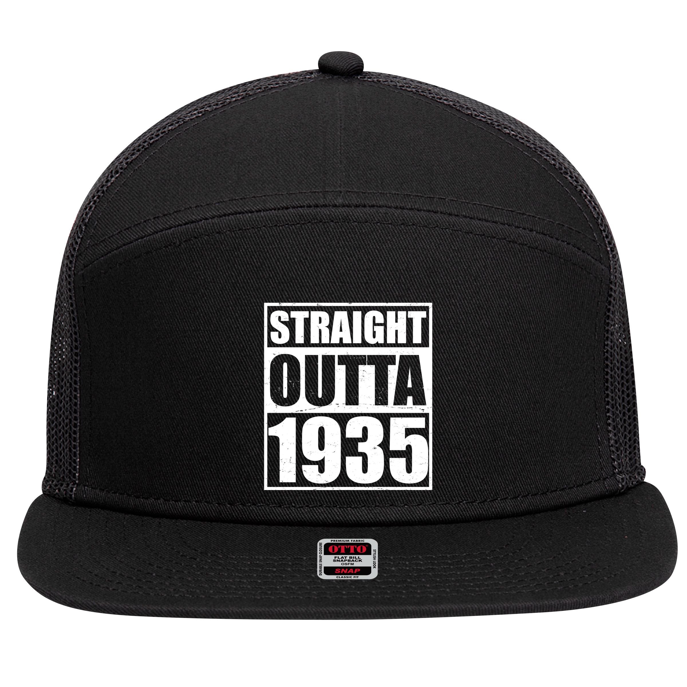 Straight Outta 1935 90th Birthday 7 Panel Mesh Trucker Snapback Hat