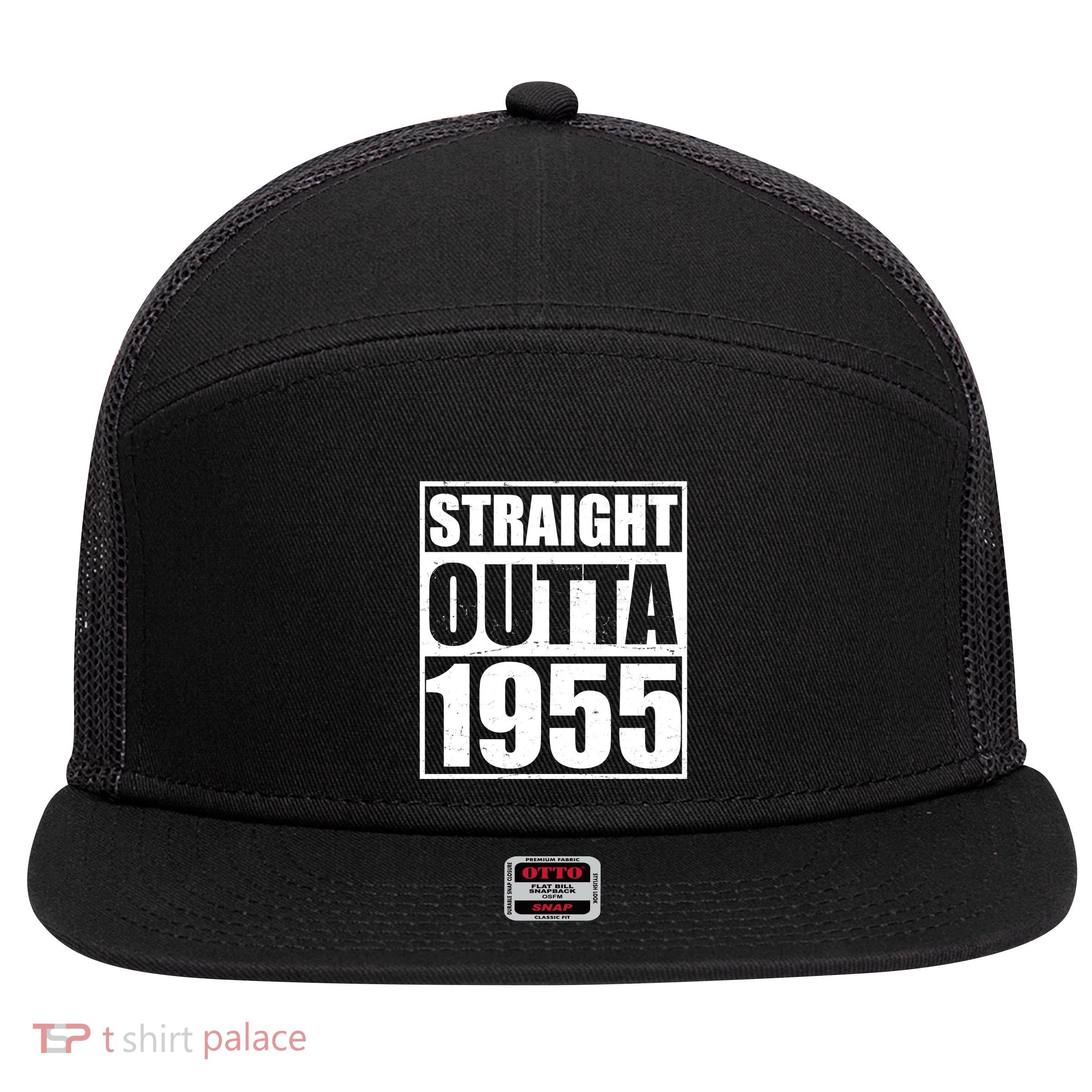 Straight Outta 1955 70th Birthday 7 Panel Mesh Trucker Snapback Hat