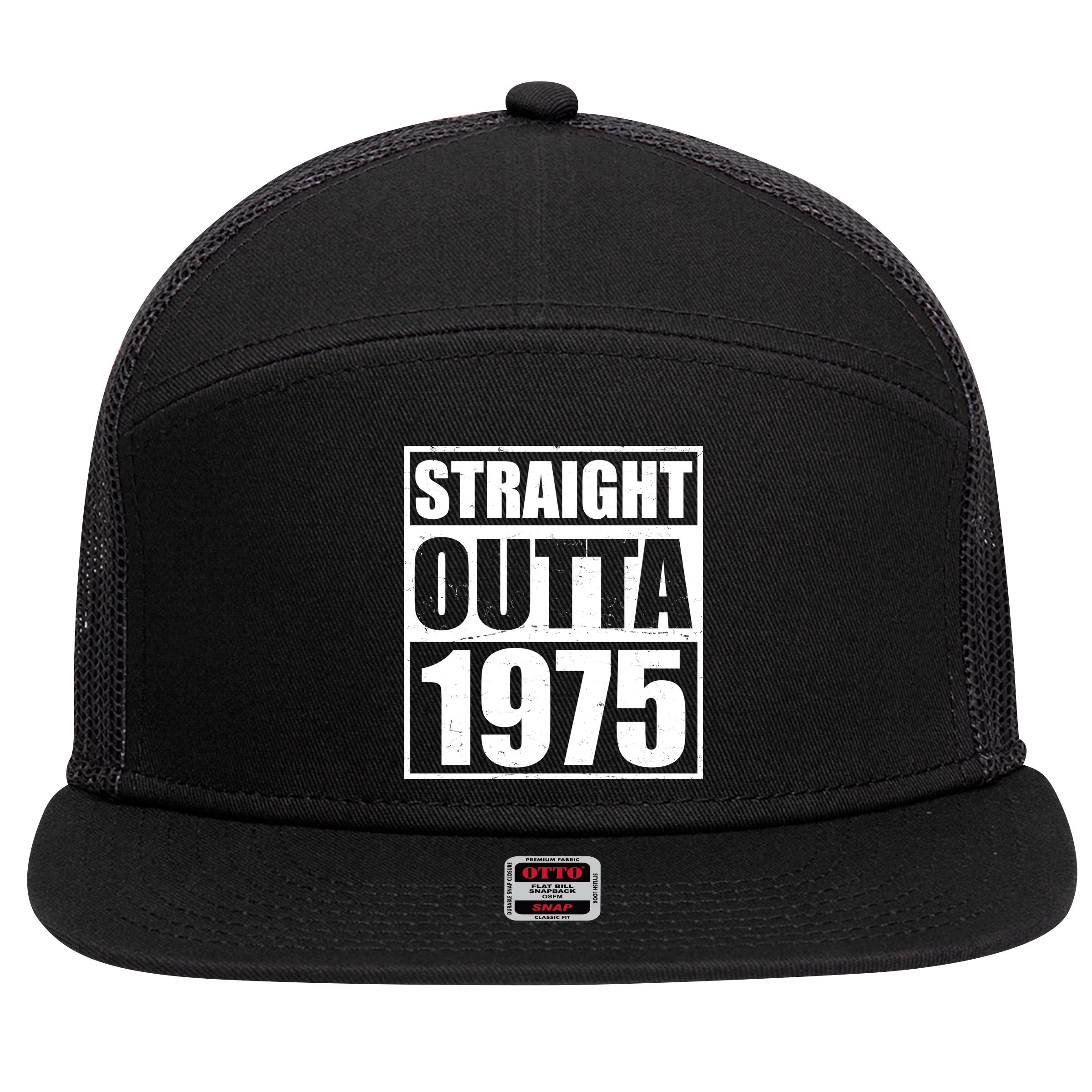 Straight Outta 1975 50th Birthday 7 Panel Mesh Trucker Snapback Hat