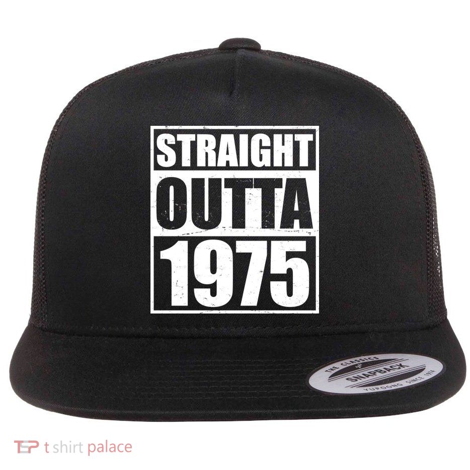 Straight Outta 1975 50th Birthday Flat Bill Trucker Hat