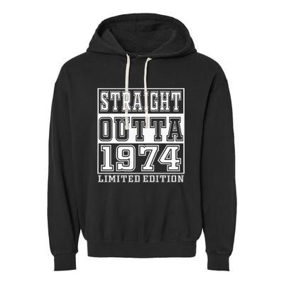 Straight Outta 1974 50th Birthday Gift Garment-Dyed Fleece Hoodie