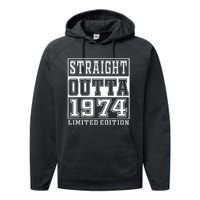 Straight Outta 1974 50th Birthday Gift Performance Fleece Hoodie