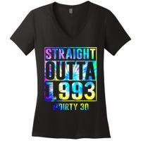 Straight Outta 1993 Dirty Thirty Funny 30th Birthday Women's V-Neck T-Shirt