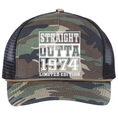 Straight Outta 1974 50th Birthday Gift For Men Women Retro Rope Trucker Hat Cap