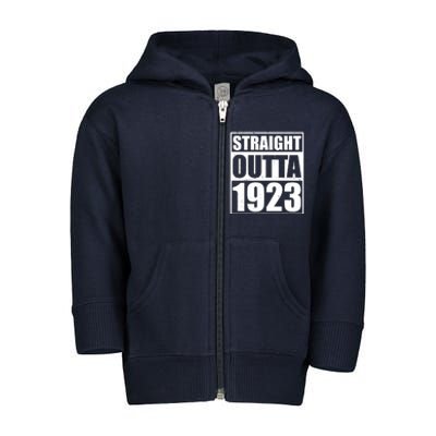 Straight Outta 1923 100th Birthday Toddler Zip Fleece Hoodie