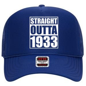 Straight Outta 1933 90th Birthday High Crown Mesh Back Trucker Hat