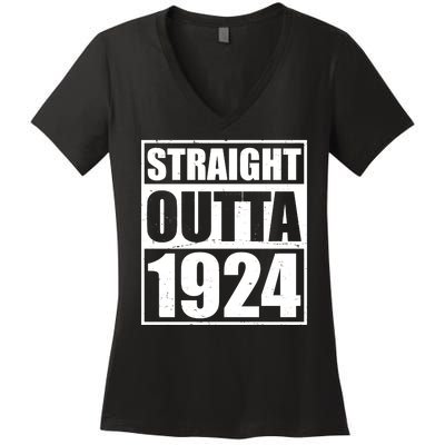 Straight Outta 1924 100th Birthday Women's V-Neck T-Shirt