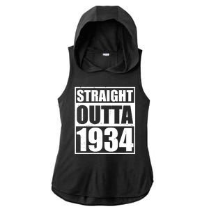 Straight Outta 1934 90th Birthday Ladies PosiCharge Tri-Blend Wicking Draft Hoodie Tank