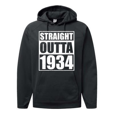 Straight Outta 1934 90th Birthday Performance Fleece Hoodie