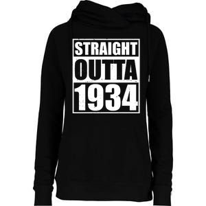 Straight Outta 1934 90th Birthday Womens Funnel Neck Pullover Hood