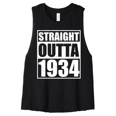 Straight Outta 1934 90th Birthday Women's Racerback Cropped Tank