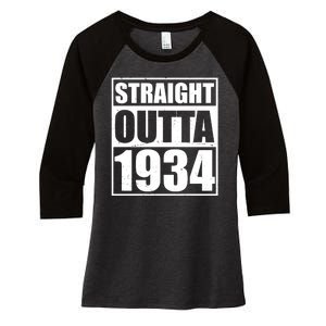 Straight Outta 1934 90th Birthday Women's Tri-Blend 3/4-Sleeve Raglan Shirt